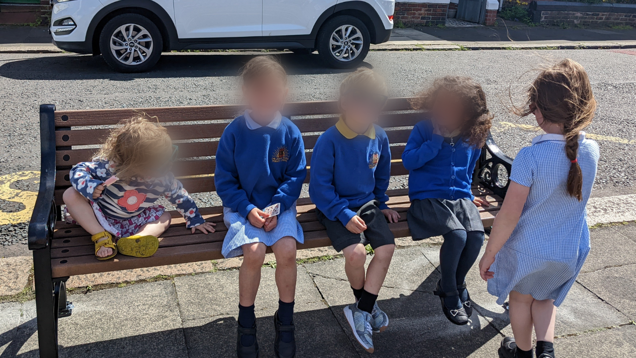 Benches outside of the school